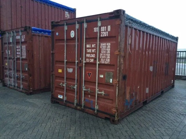 Gebrauchter 20-Fuß-Open-Top-Container – Mit Plane und abnehmbarem Querträger