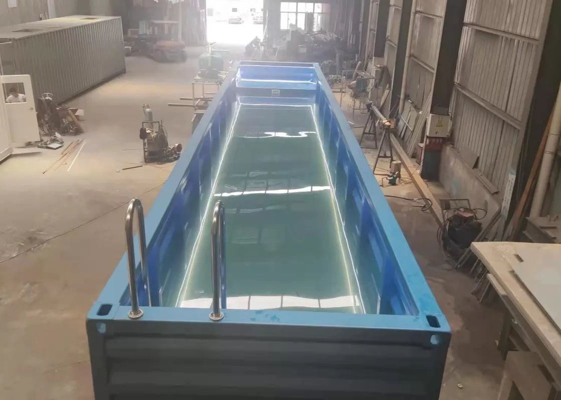 Piscina contenedor de 11 metros All Season: acristalada y climatizada con zona de descanso