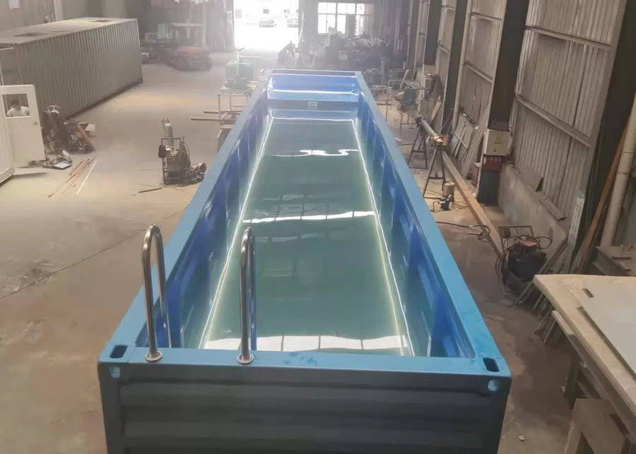 Container-Pool 11 Meter All Season – verglast und beheizt mit Ruhebereich