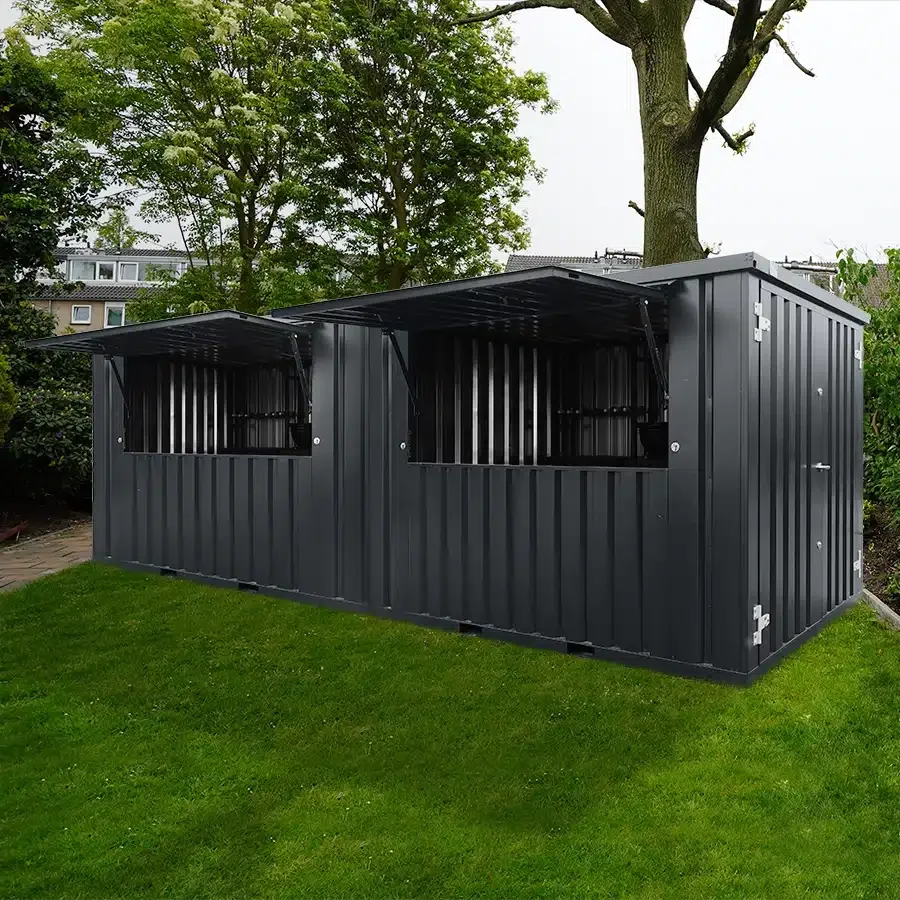 Modulare Bar-Kiosk XL 12 m² – anthrazitfarbener Stahl