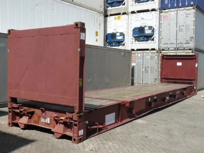 40-Fuß-Flat-Rack-Container (klappbare Stirnwände) – Flush Folding